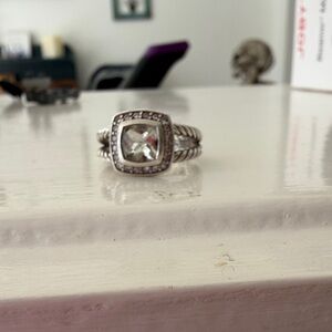 David Yurman Ring with Green stone and dimonds.